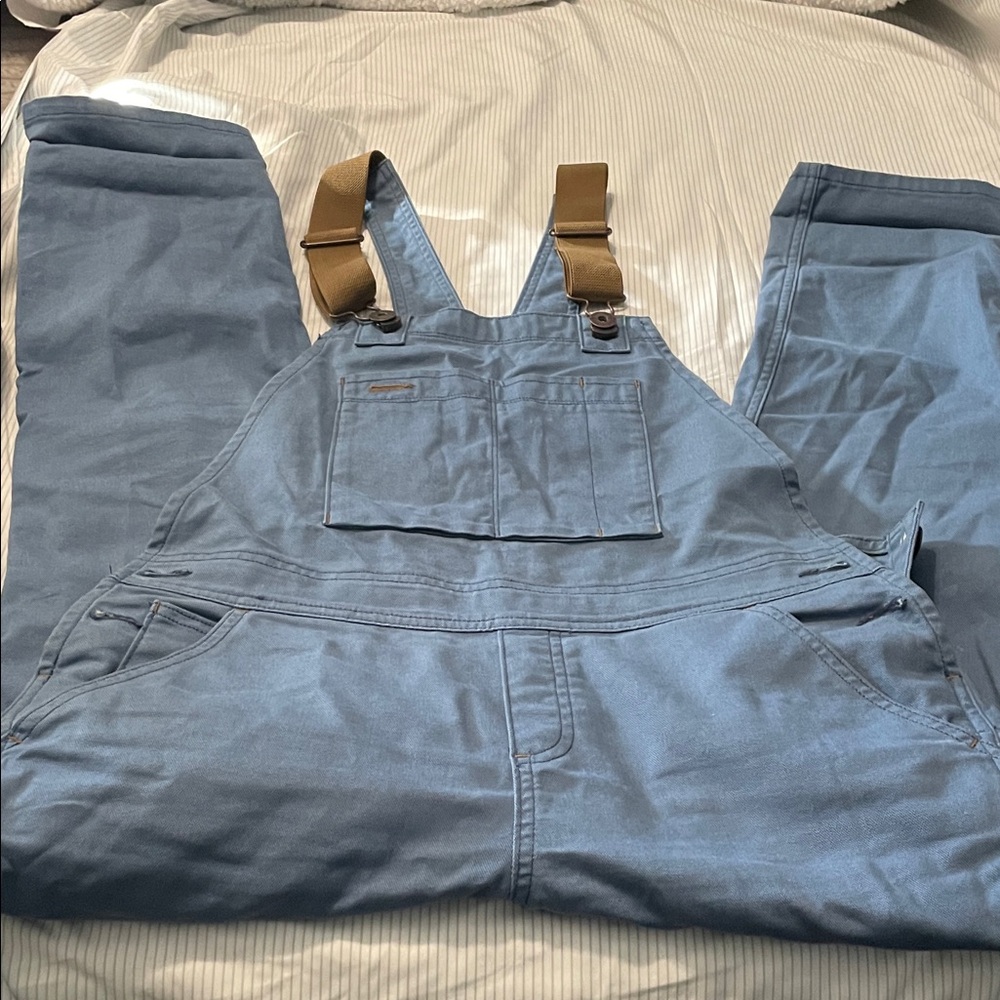 Cooperative Blue Jumpsuit with Tan Straps